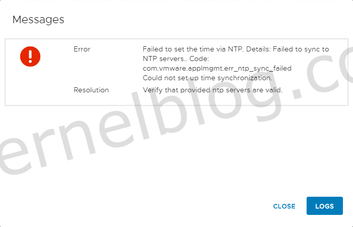 Failed to set the time via NTP Details - vCenter upgrade failed 6x Step-By-Step