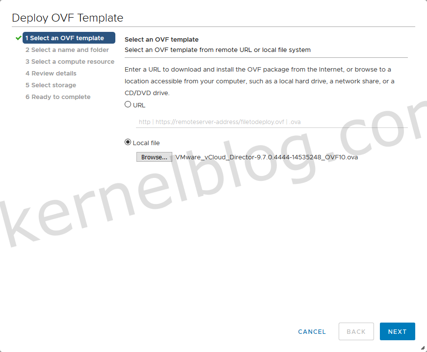 deploy vcloud director 9.7
