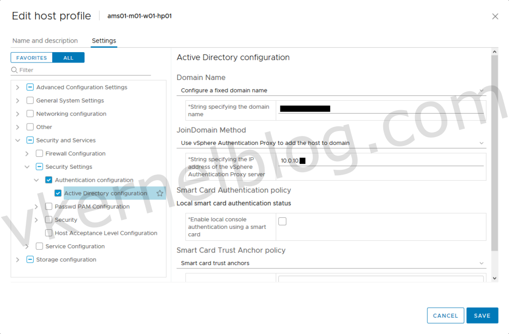 host profile authentication proxy