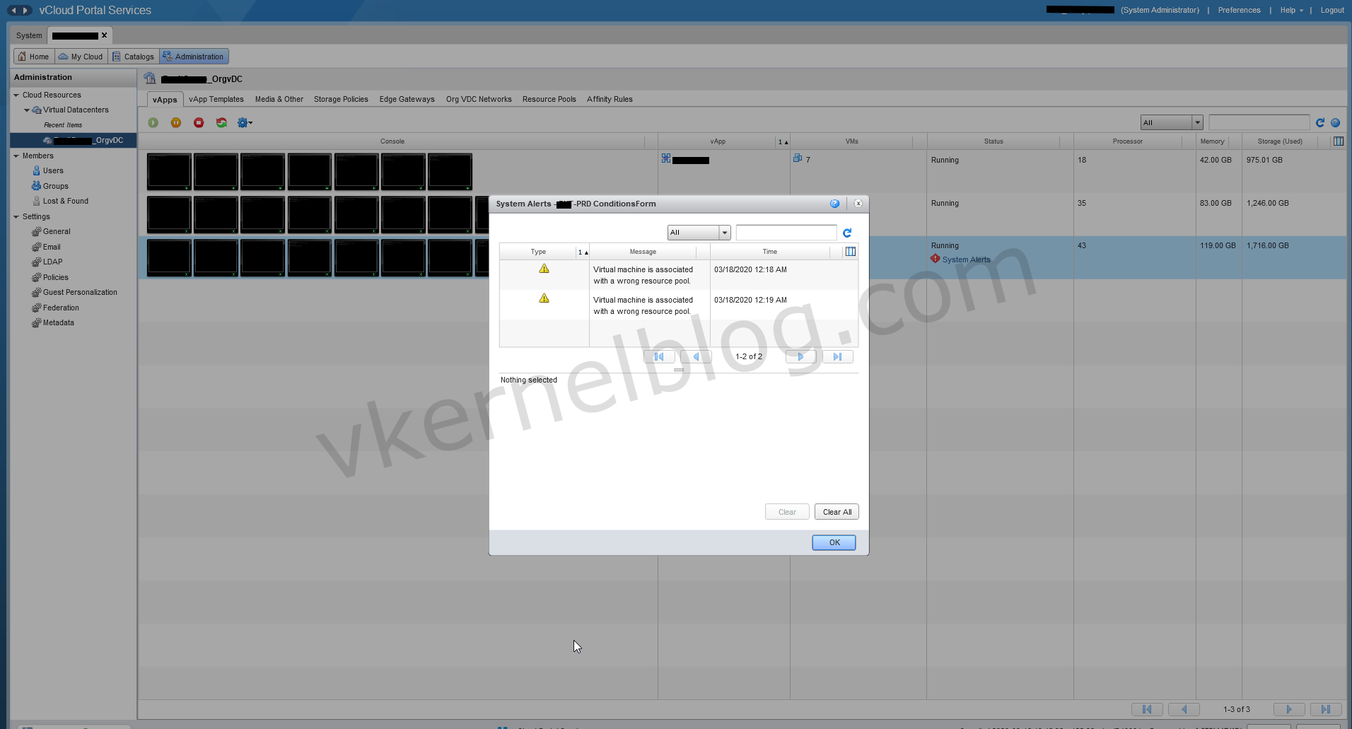Virtual machine is associated with a wrong resource pool  in vCloud Director 9.7
