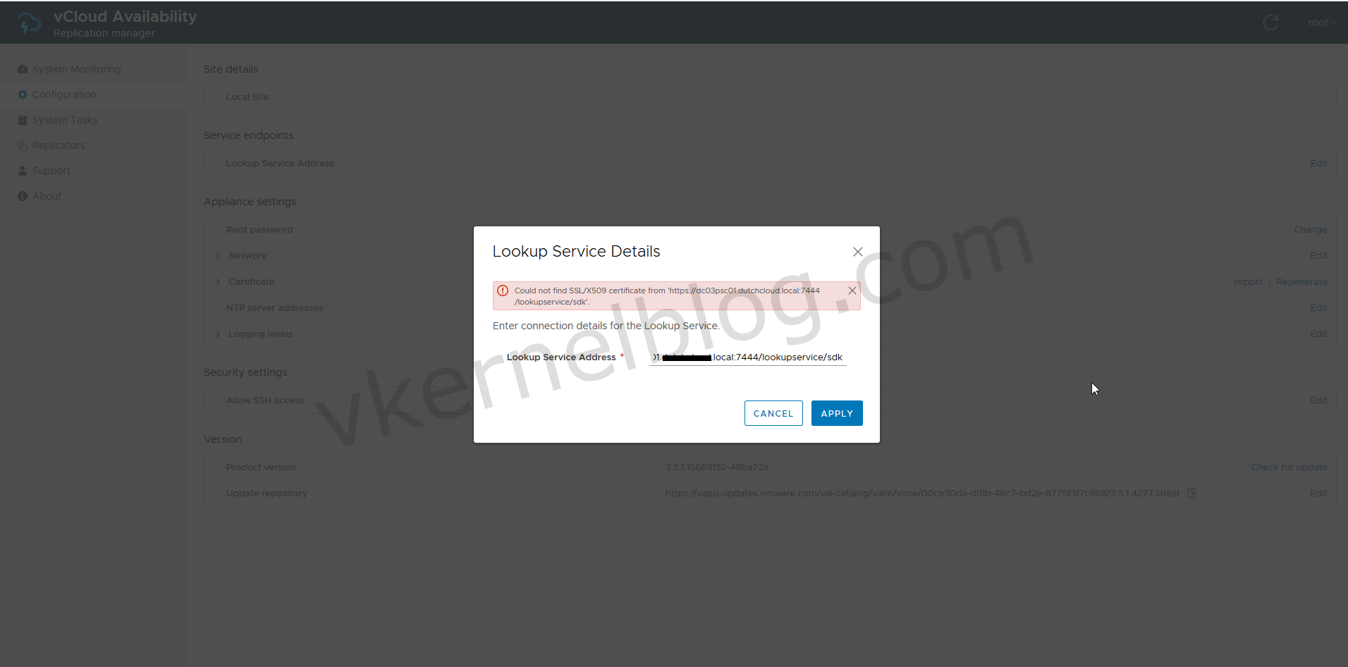 No DNS resolution after successful deployment of vCAv 3.5.1 appliance.