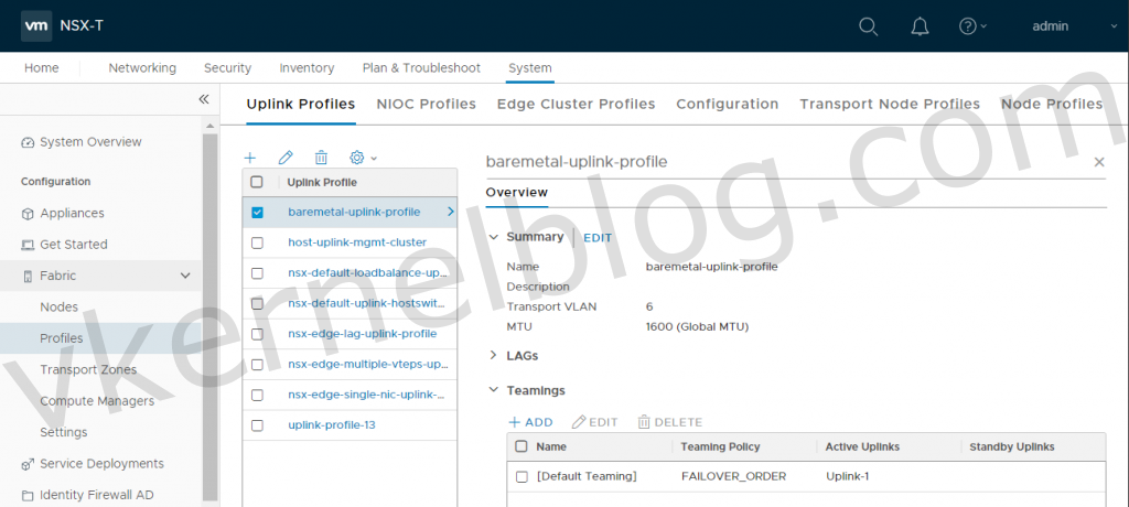 nsx-t uplink profile