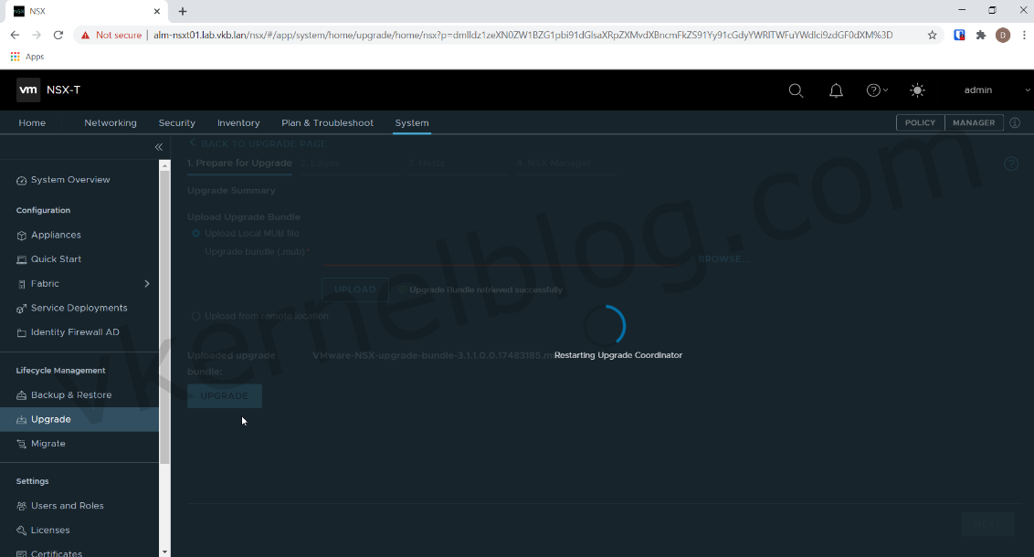 NSX-T upgrade coordinator