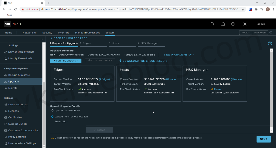 NSX-T upgrade
