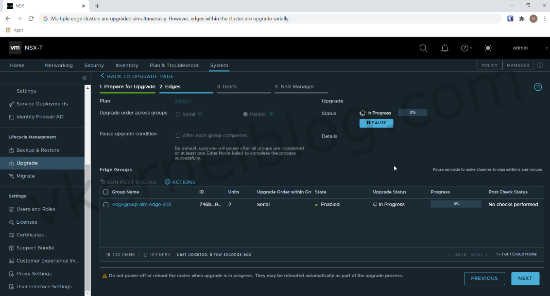 NSX-T upgrade edges