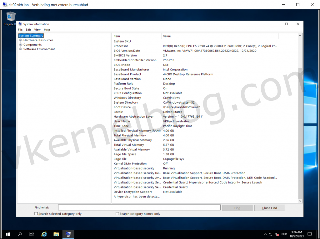 Verify VBS Status VMware