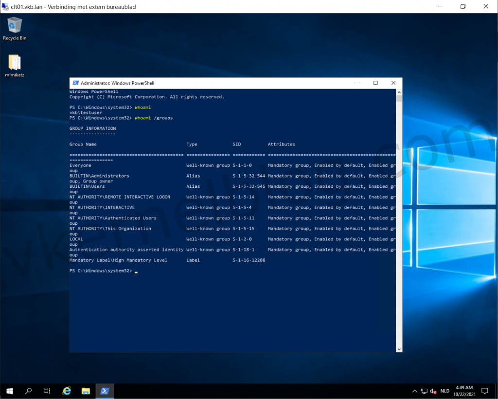 Check user and privileges vbs