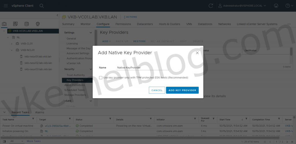 key provider vmware