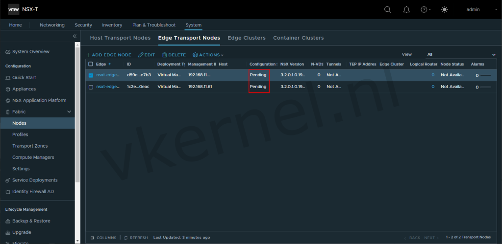 NSX-T Edges pending