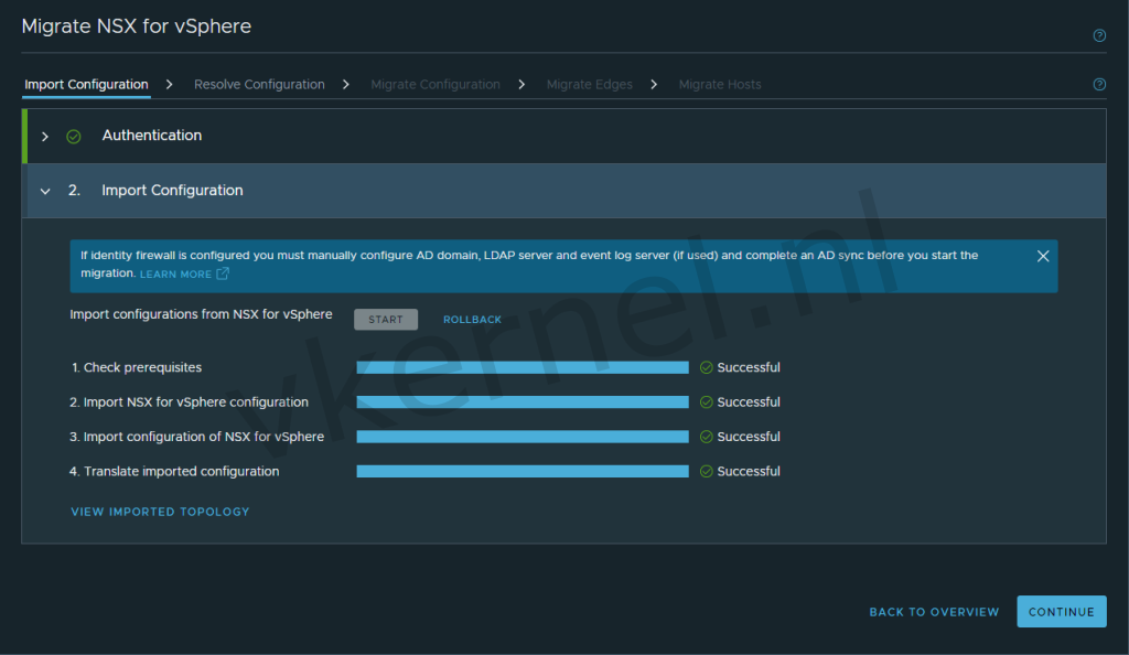 Migration Coordinator Import configuration