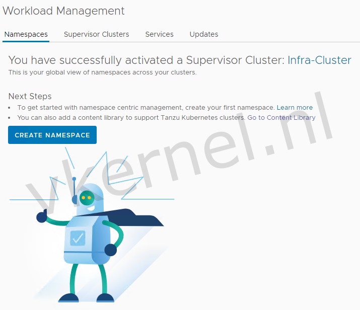 Tanzu namespace screenshot 1