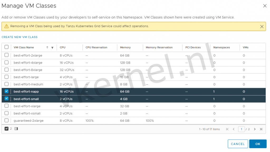 Tanzu namespace screenshot 4