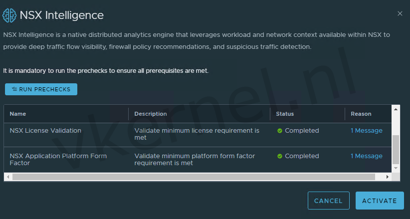 Activating NSX Intelligence screenshot 2