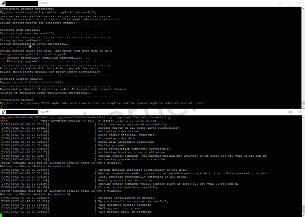 Tail upgrade log file
