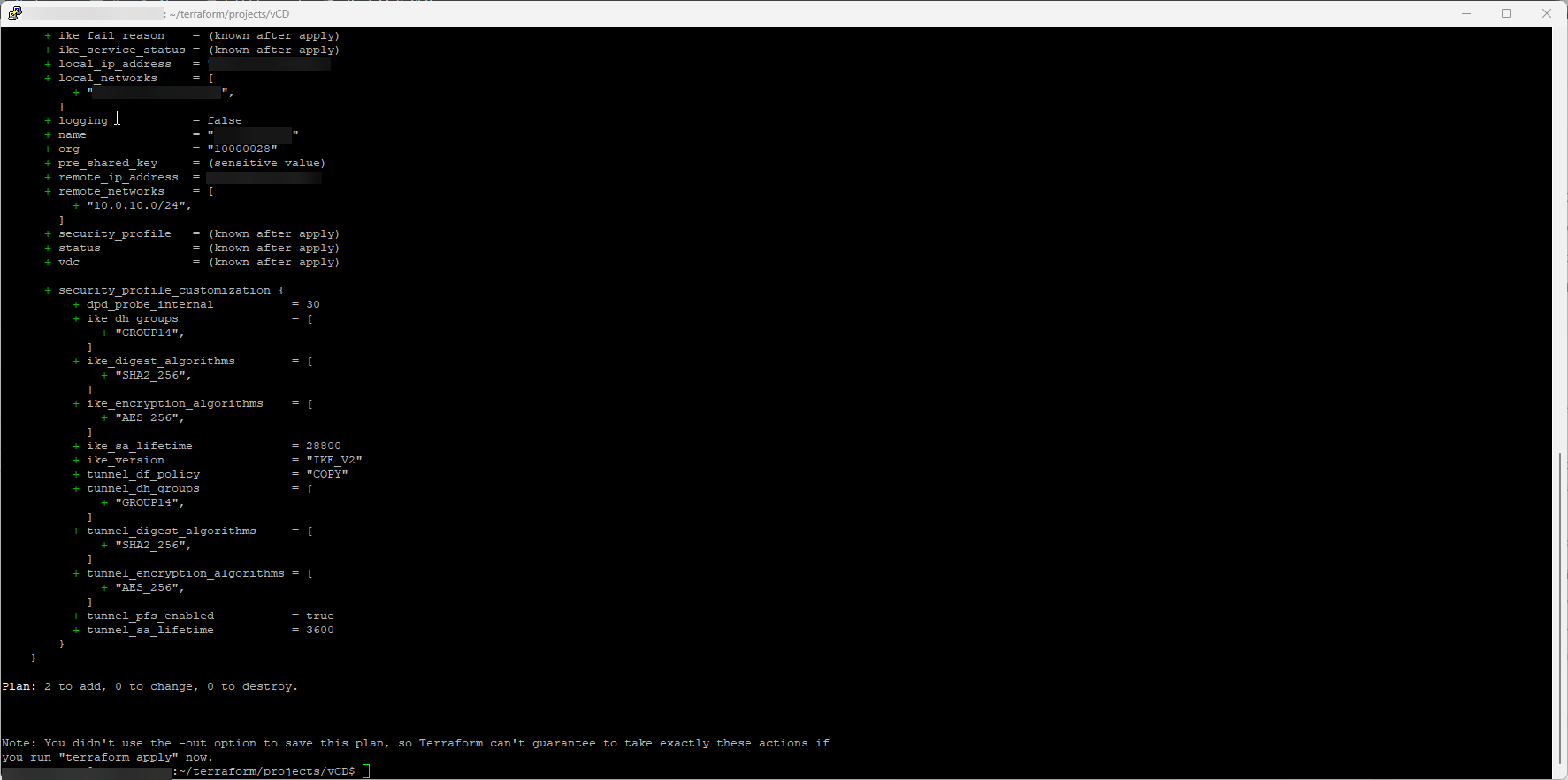 Configure IPSec VPN tunnels with terraform in Cloud Director 10.x