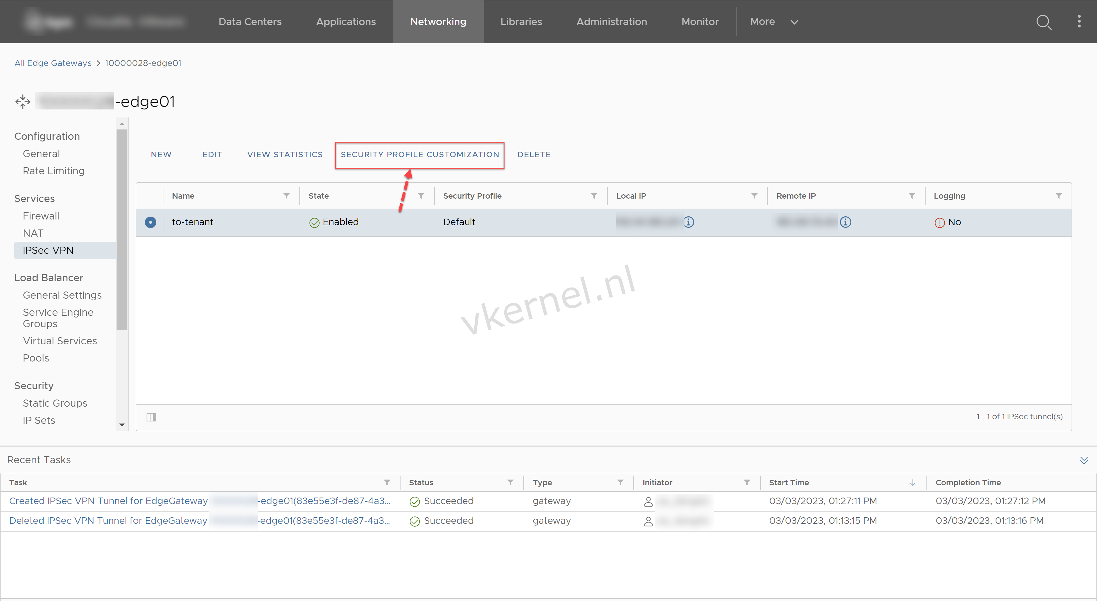 Configure IPSec VPN tunnels in Cloud Director 10.x