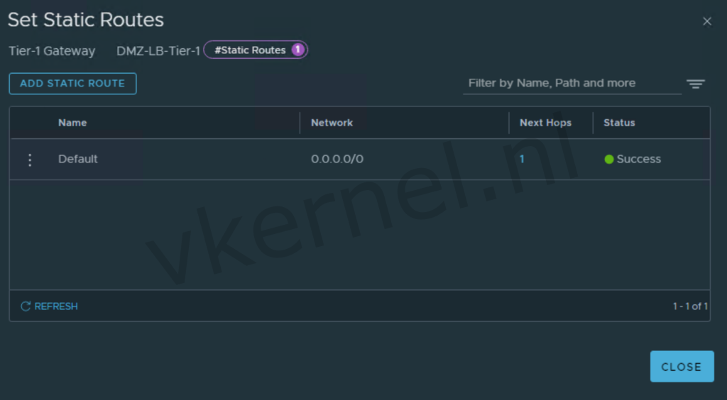 Add Static Route on LB Tier-1