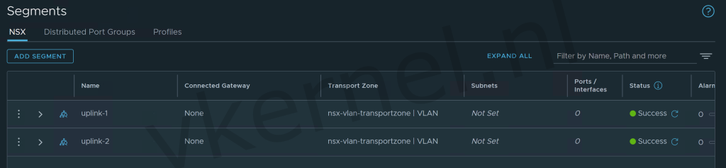 NSX Uplink segments