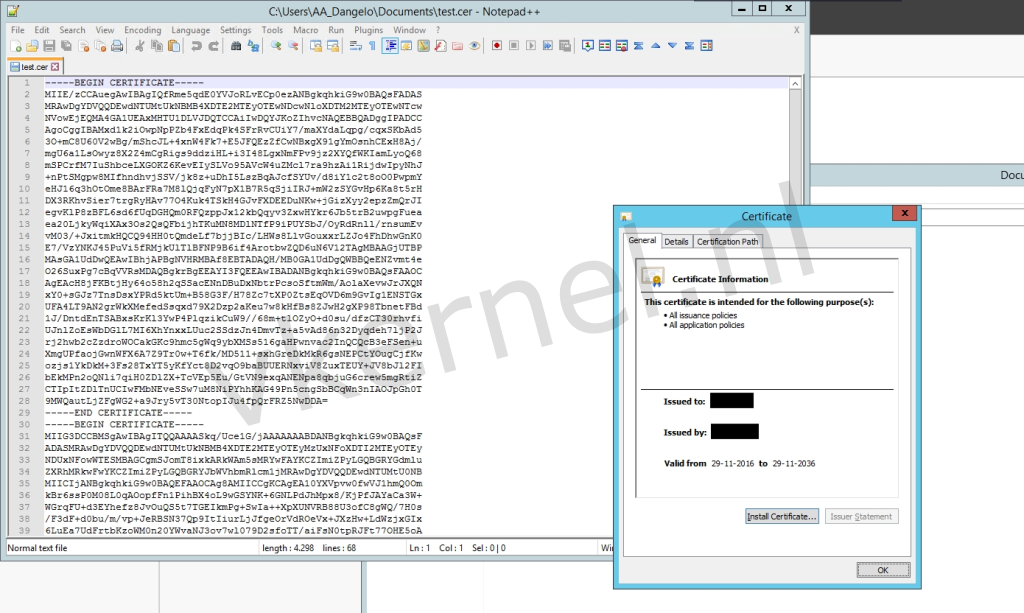 Checking root certificate 
