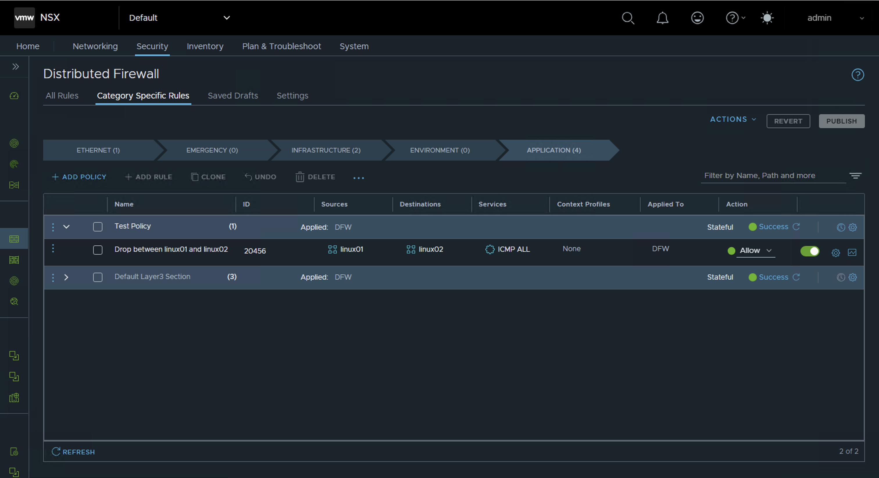 DFW Policy Configuration