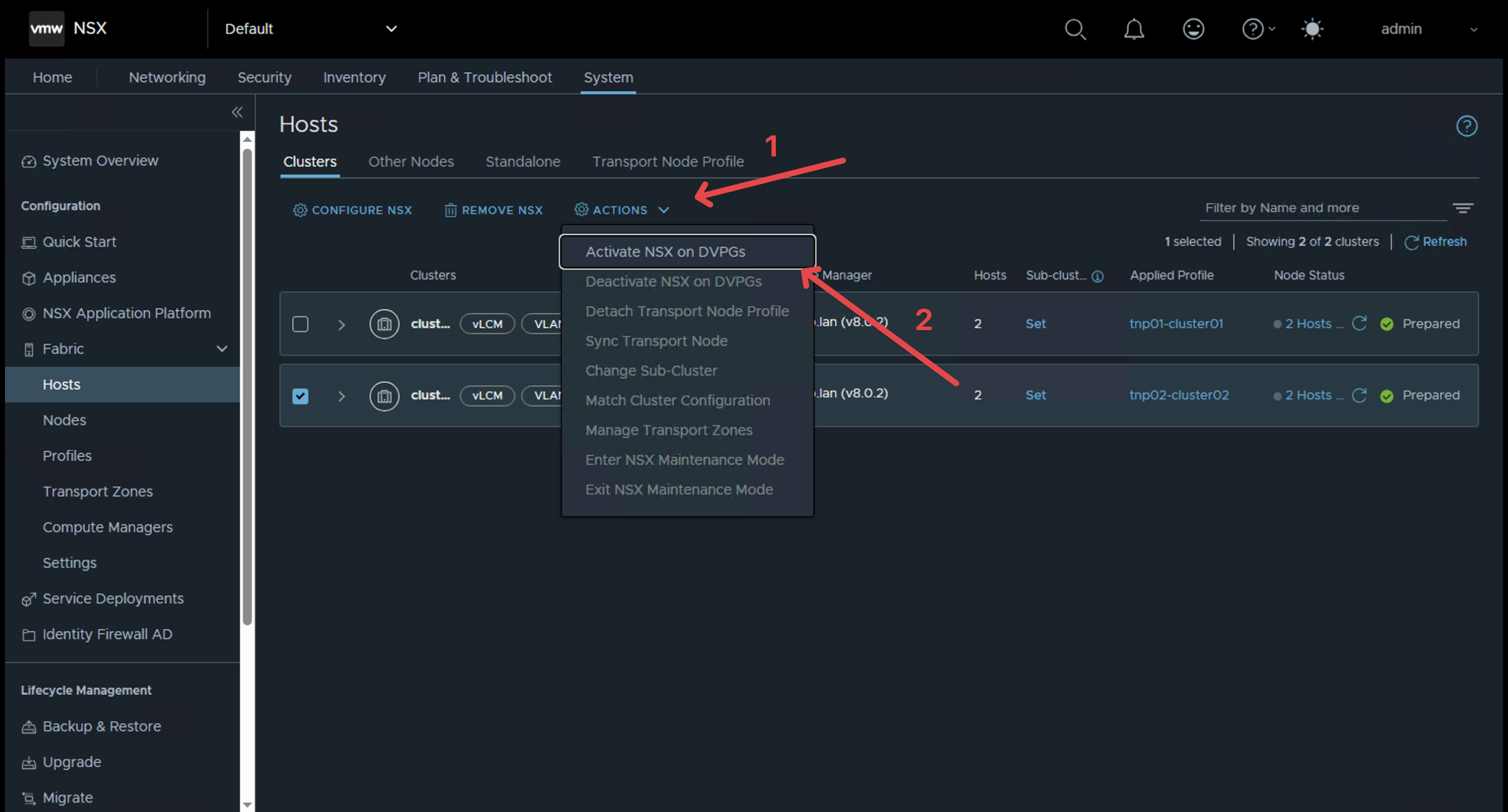 Activate NSX on DVPGs